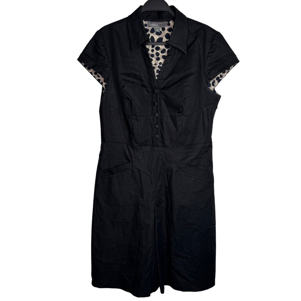 Donna Ricco New York Black Lightweight Denim Short Sleeve Dress Womens Size 14‎